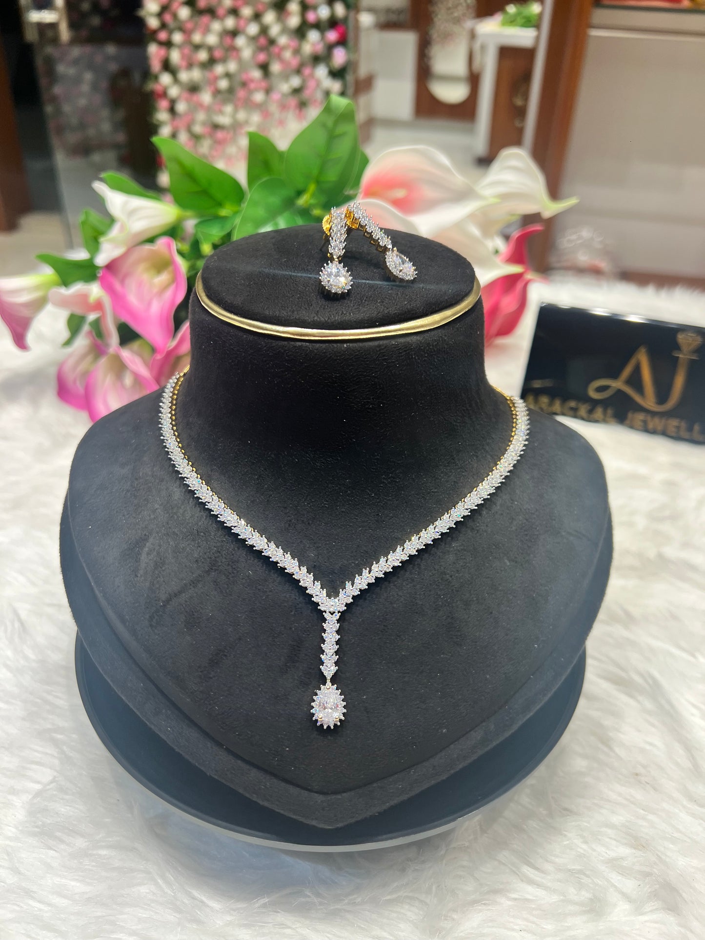 Premium diamond finish bridal necklace product code N76