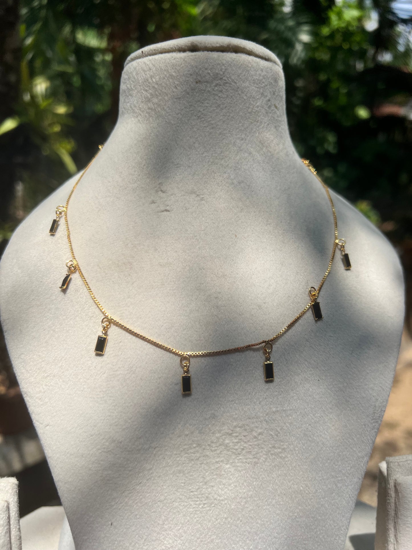 Gold plated trending stone drops necklace product code 1036