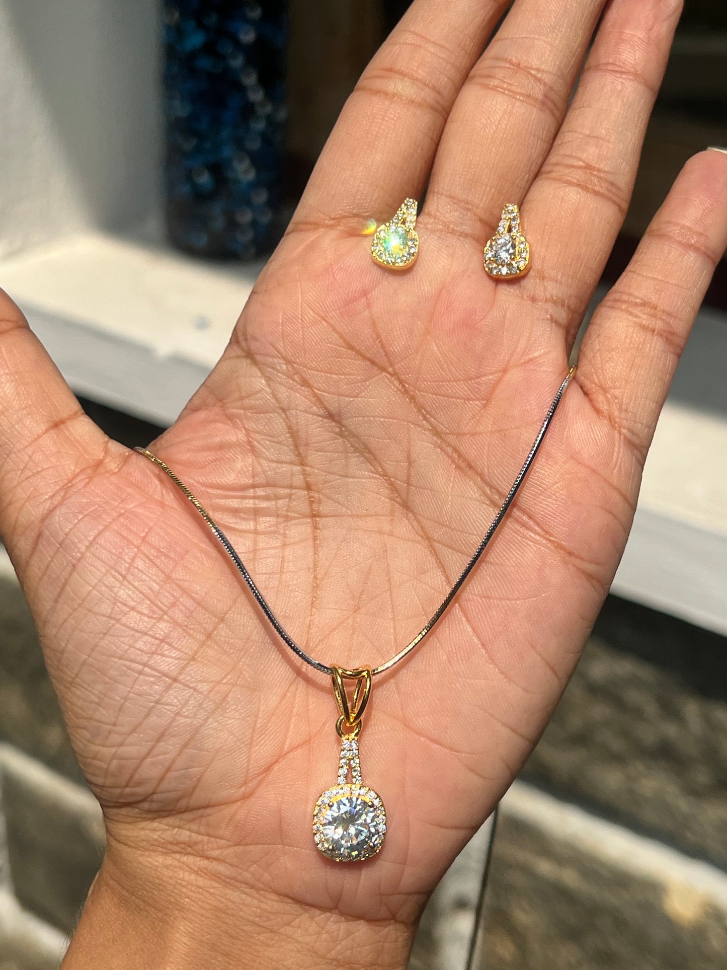 Premium daily wear gold plated pendant set with twotone chain product code D139