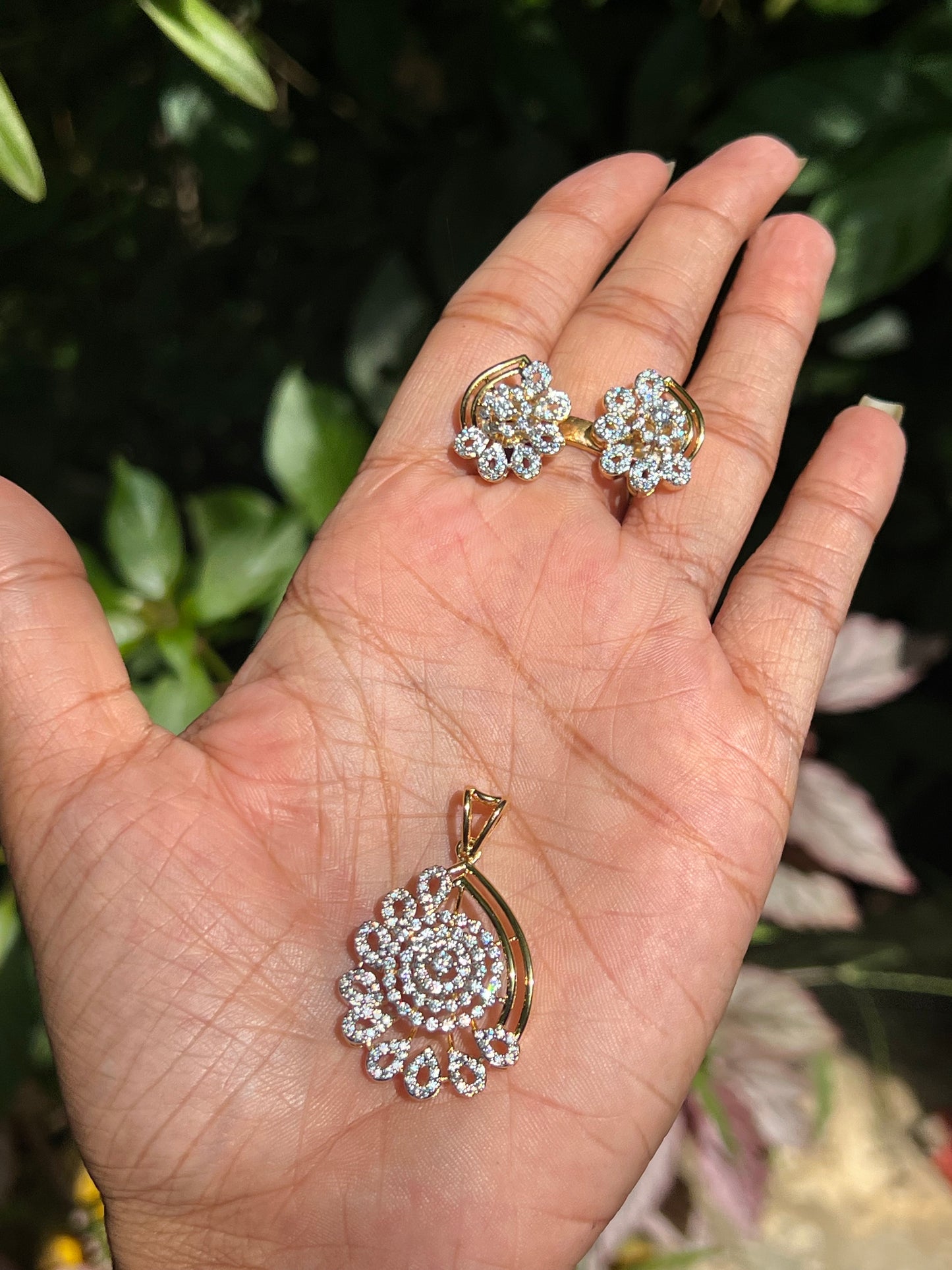 Premium diamond finish pendant set product code 48