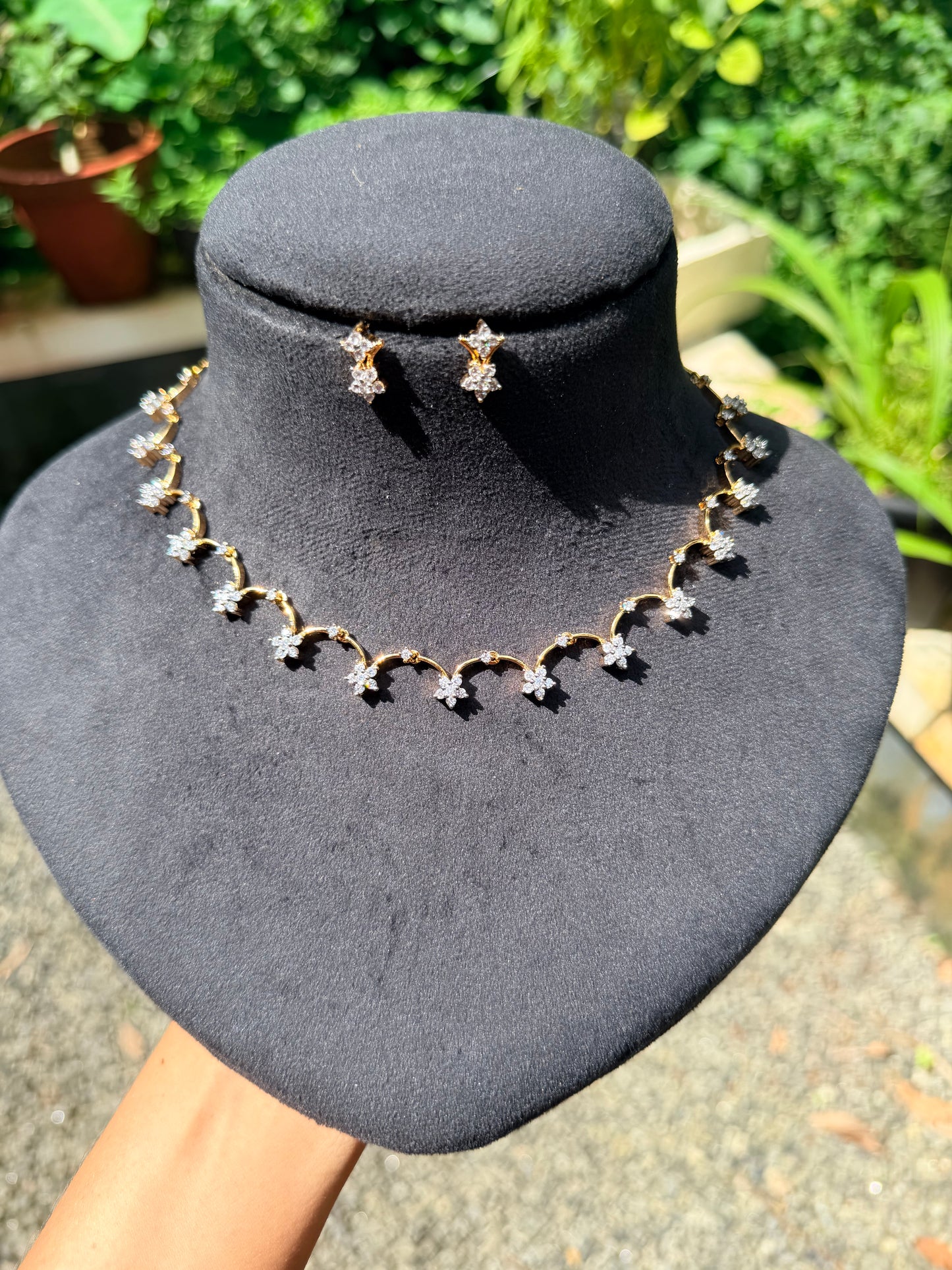 Premium diamond finish bridal necklace set product code D385