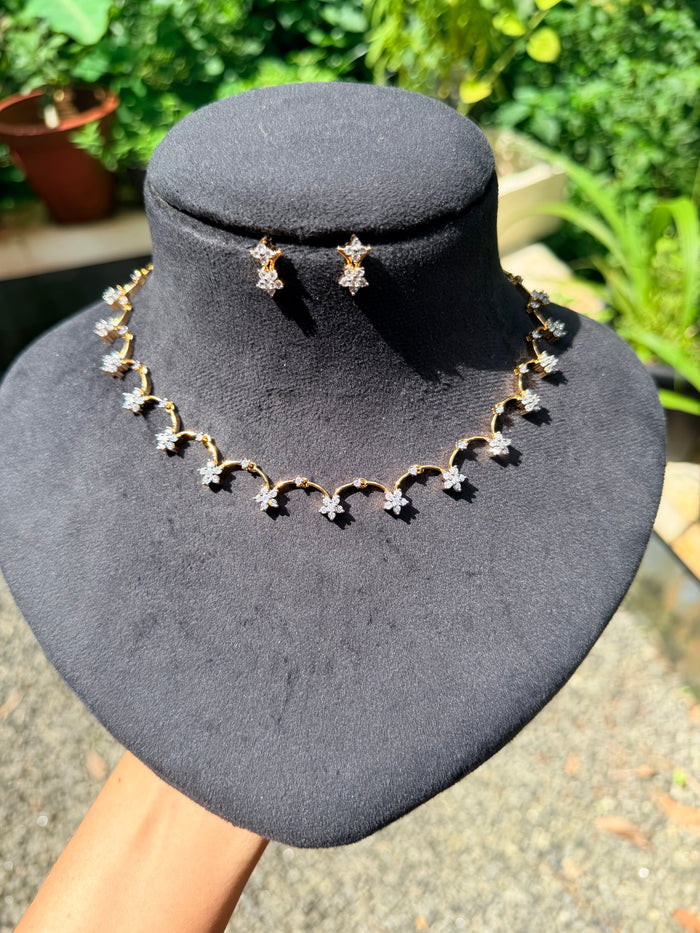 Premium diamond finish bridal necklace set product code D385