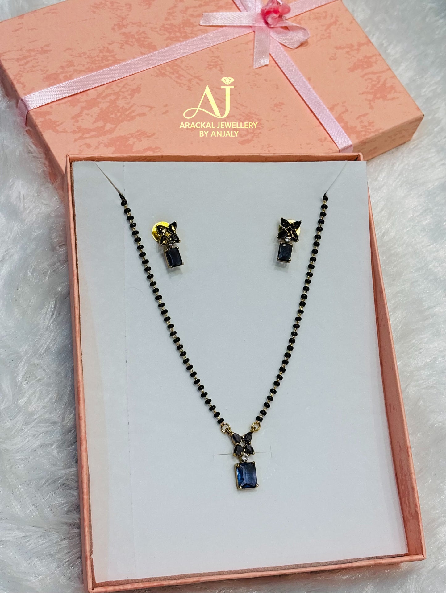 Premium simple mangalsutra with earrings product code 136