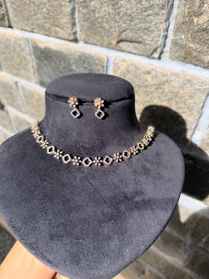 Premium diamond finish bridal necklace set product code D401