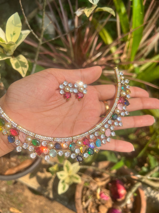 Premium beautiful designer ad Navaratna necklace product code 997