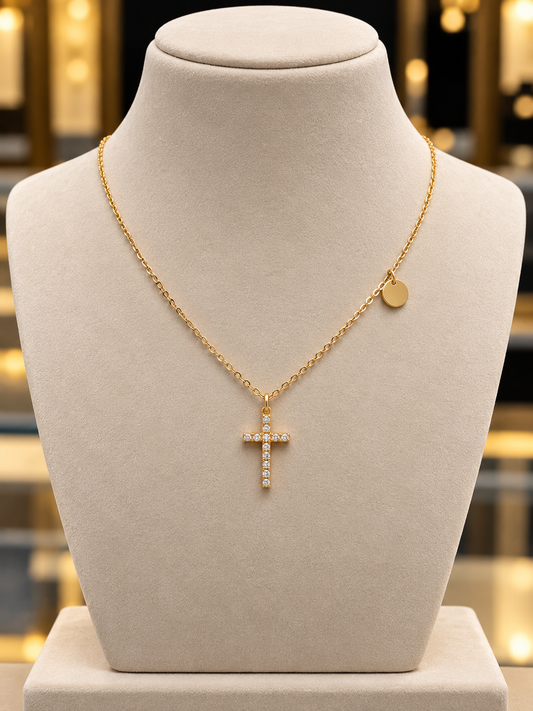 Premium anti tarnish stainless steel ad cross pendant necklace