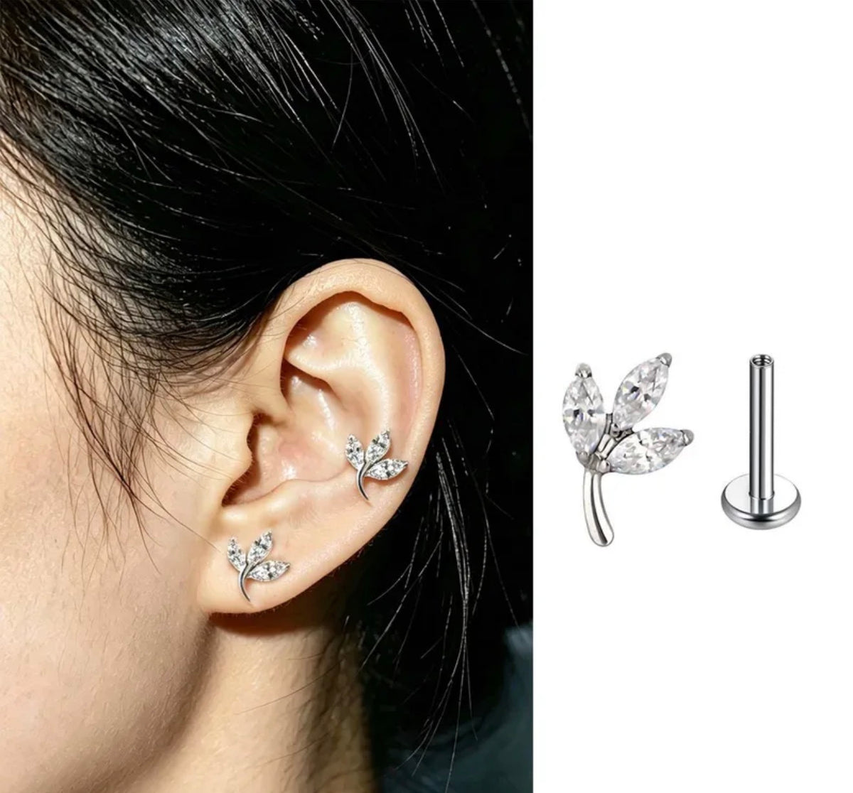 Premium gold and silver plated daily wear ad leaf nose pin product code E262