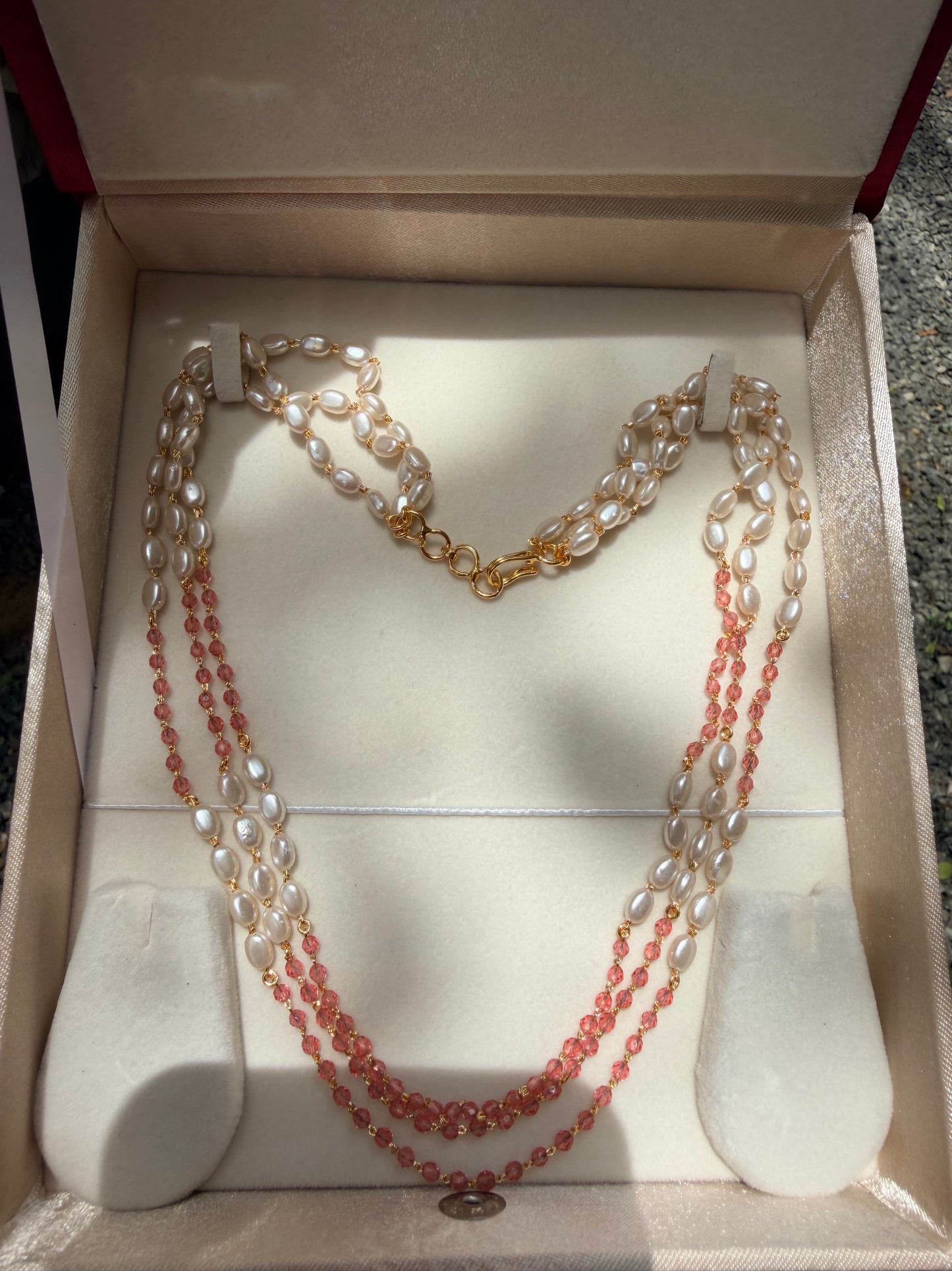 Premium quality 3layer pearl and beads layered necklace product code P120