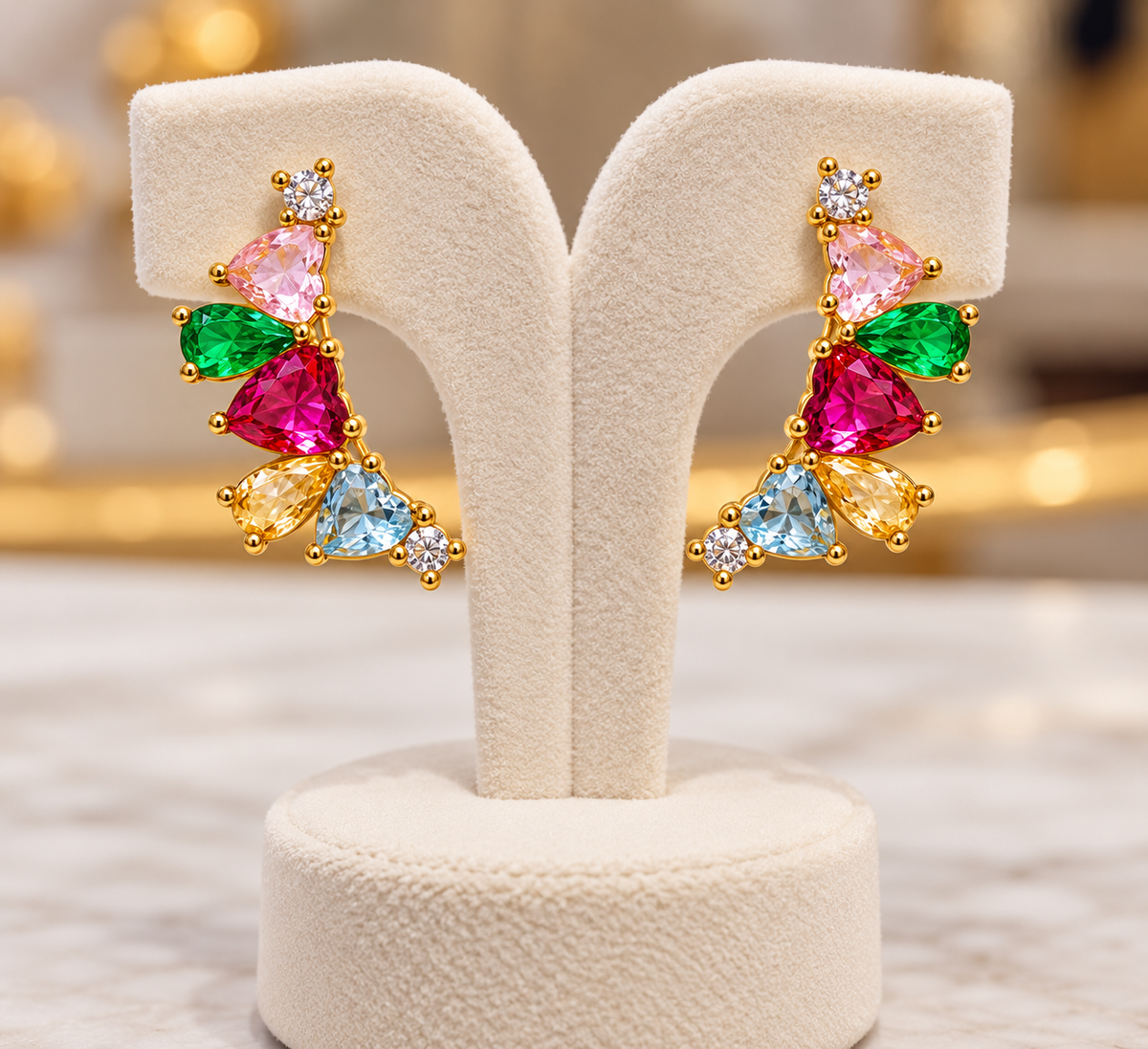 Premium 18k gold plated heart shaped earrings product code AT35