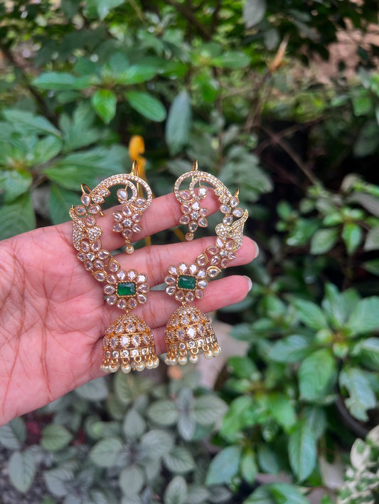 Premium floral motifs designer gold plated earcuff jhumka product code E174
