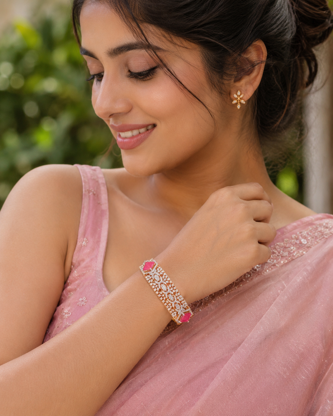 Premium diamond finish statement openable bangle product code B206