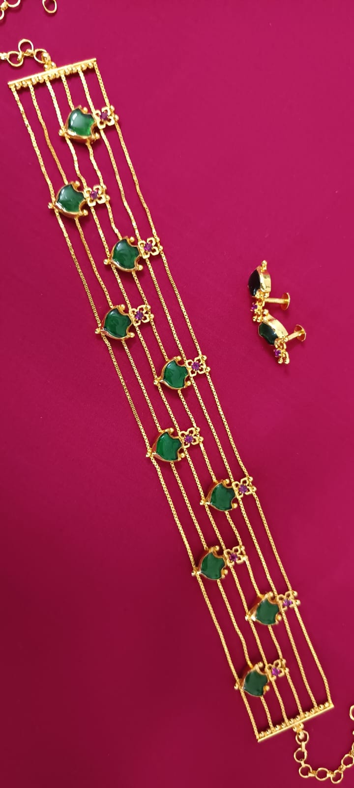 Trending 1gram gold plated 6layer Palakka choker set product code 1172
