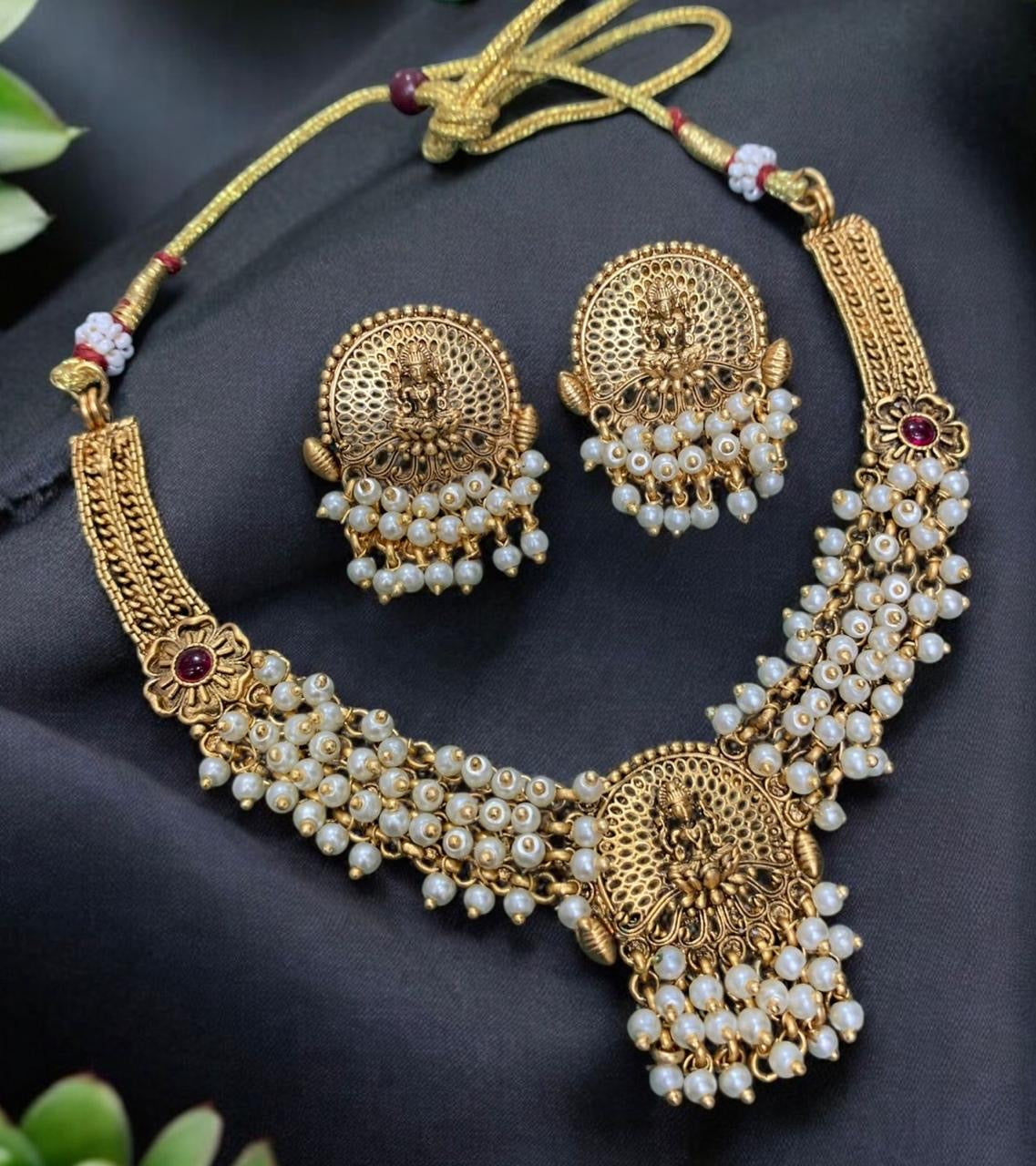 Trending Lakshmi hanging beads necklace