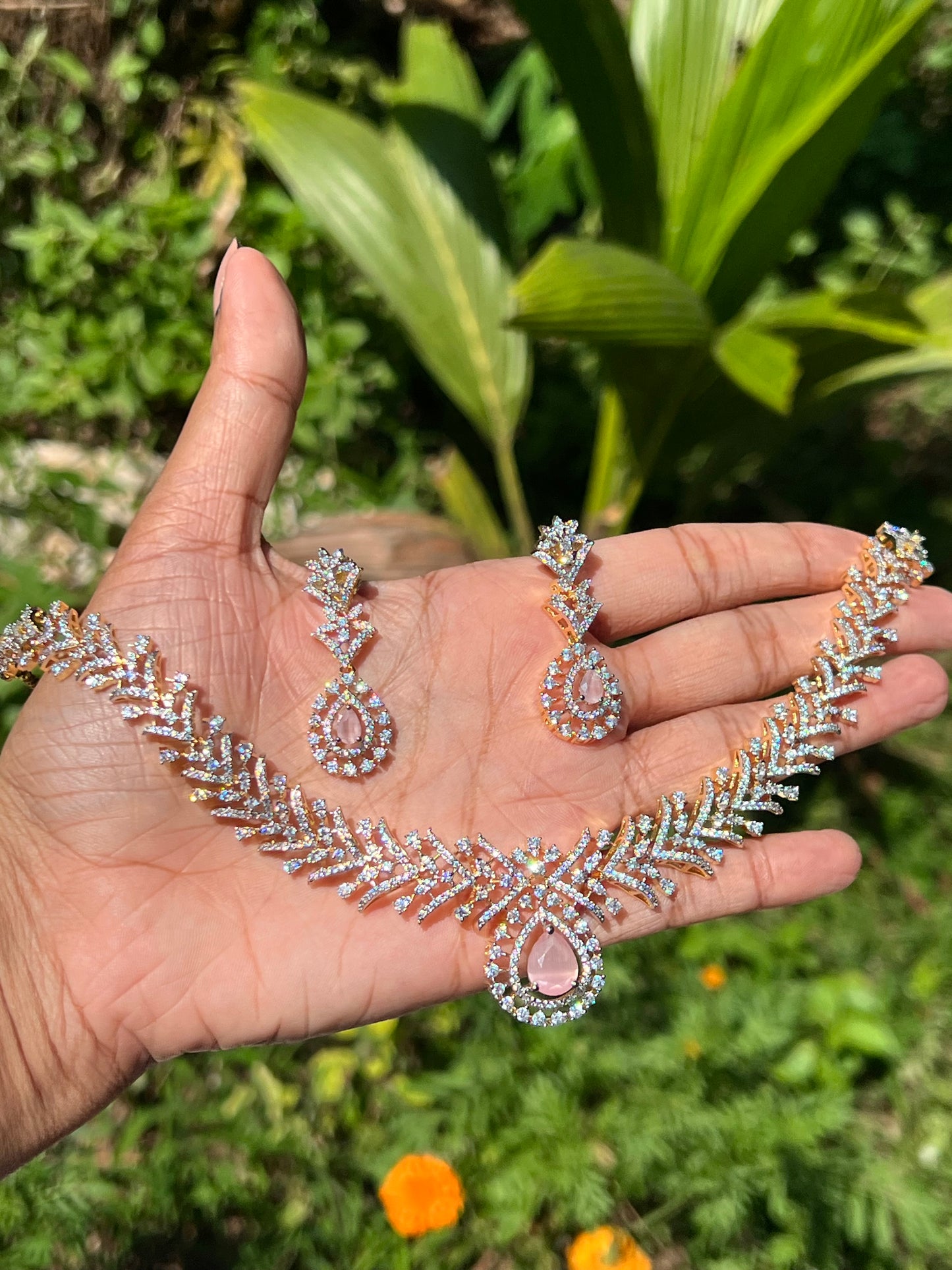 Premium daimond finish bridal necklace product code 173