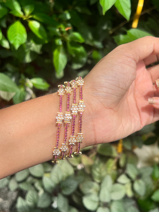 Premium quality ad ruby white bangles of 4 2.8 size product code B146