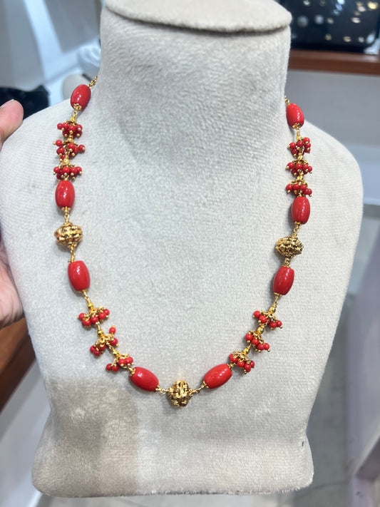Premium handmade coral beaded  hanging necklace product code P105