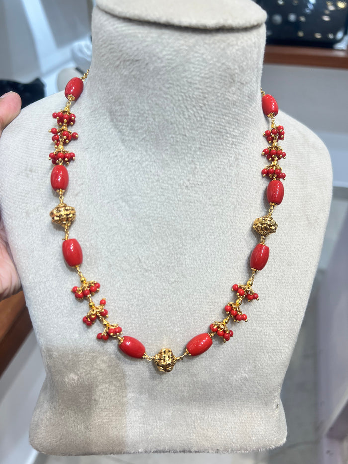 Premium handmade coral beaded  hanging necklace product code P105