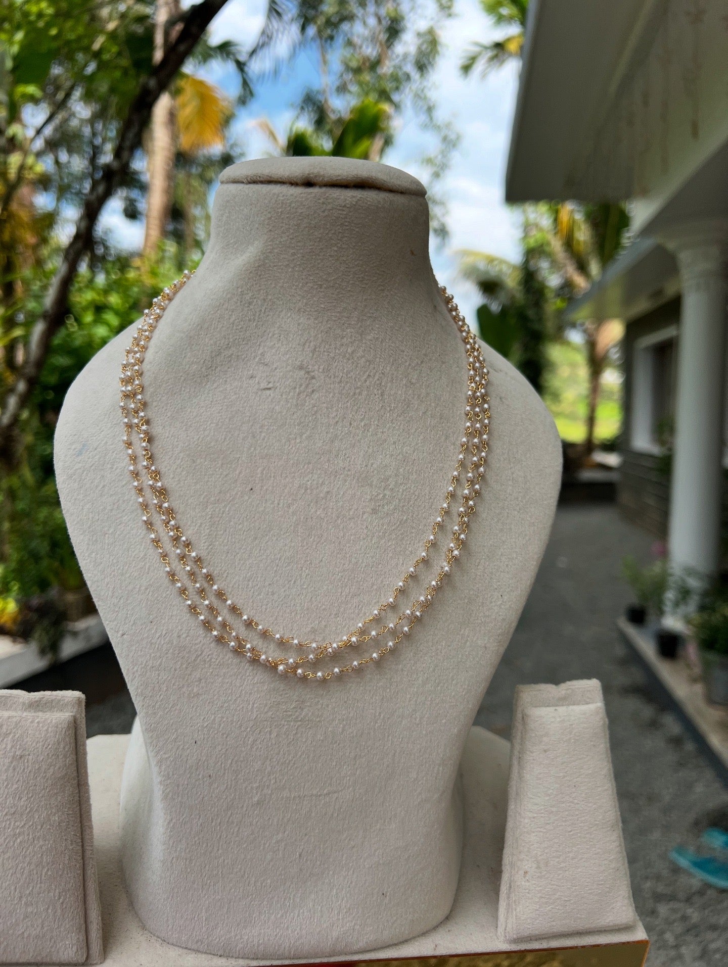 Premium 3layer pearl 6pidi necklace product code P08