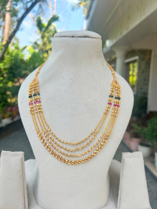 Premium gold plated realistic gold look short 5 layer necklace product code G16