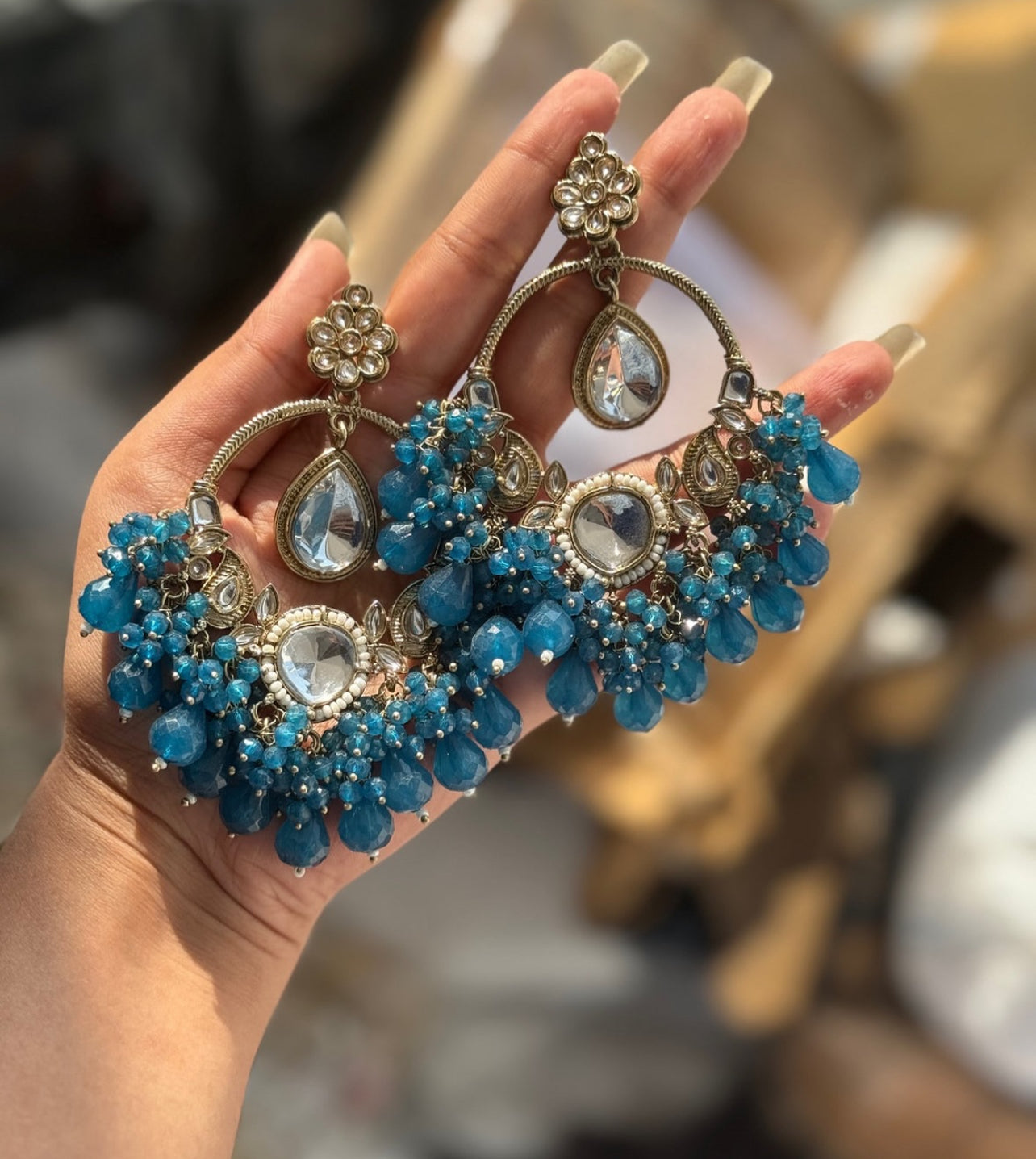 Big Kundan Chandbali Earings product code 42