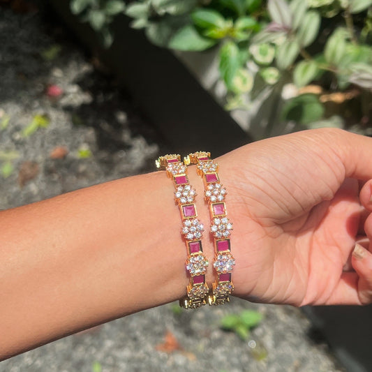 Premium gold plated ad ruby bangles product code B149