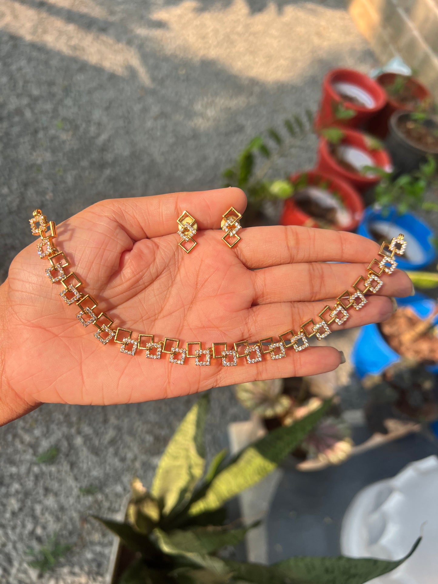 Most popular Ad square necklace with back chain product code 771
