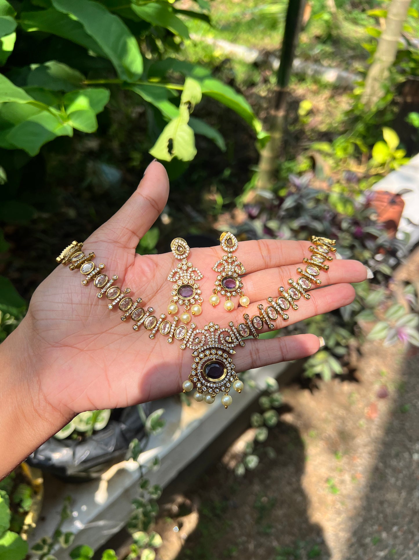 Premium ad jadau Kundan necklace product code N412