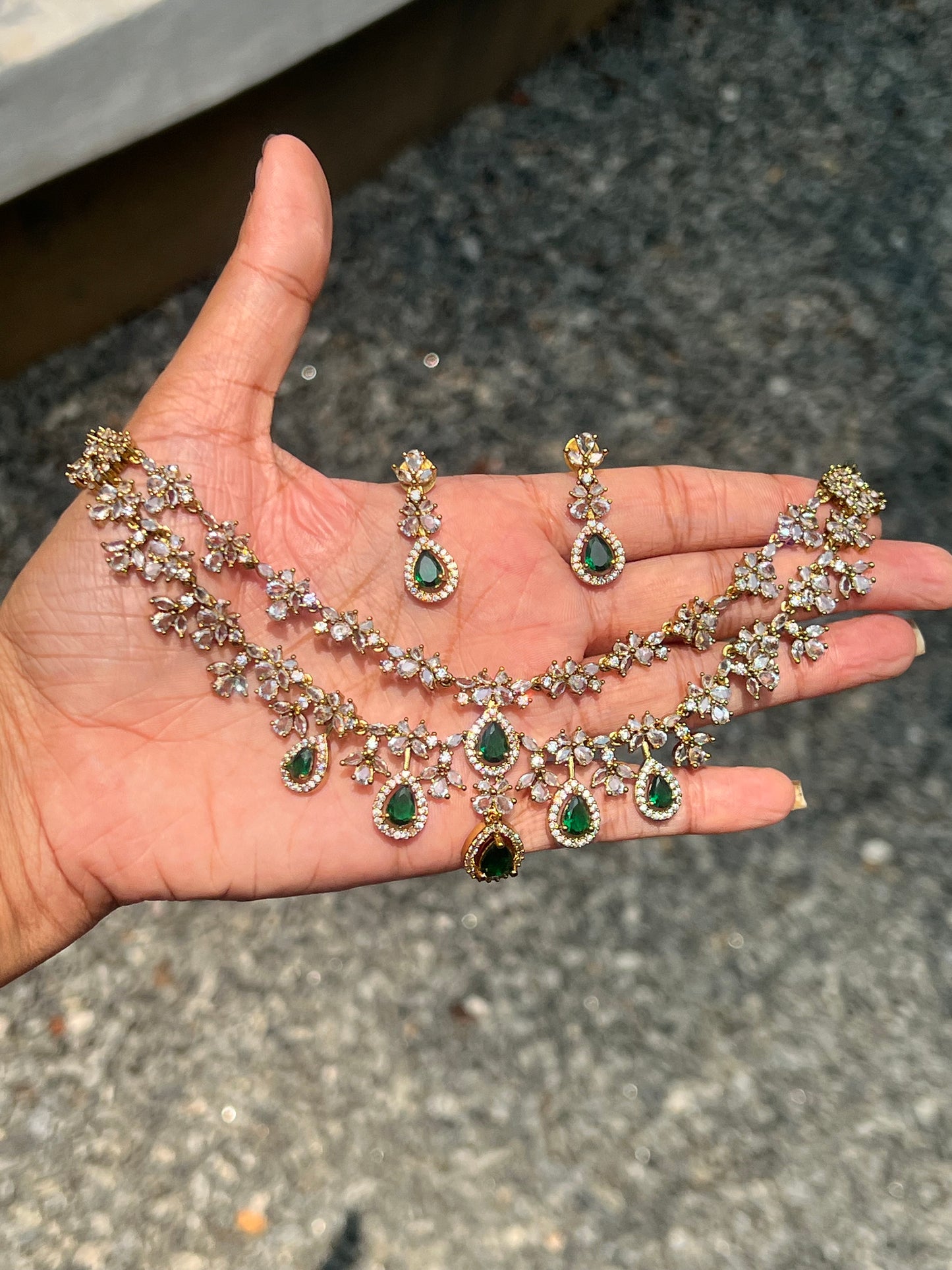 Premium AD Stone Bridal 2 layer Necklace Set product code 650