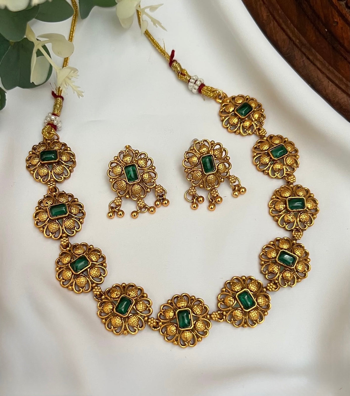 Premium budget friendly floral bridal necklace set product code T144