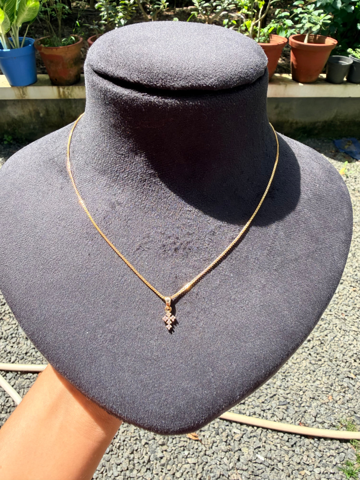Premium gold plated daily wear ad cross pennant with chain product code G161