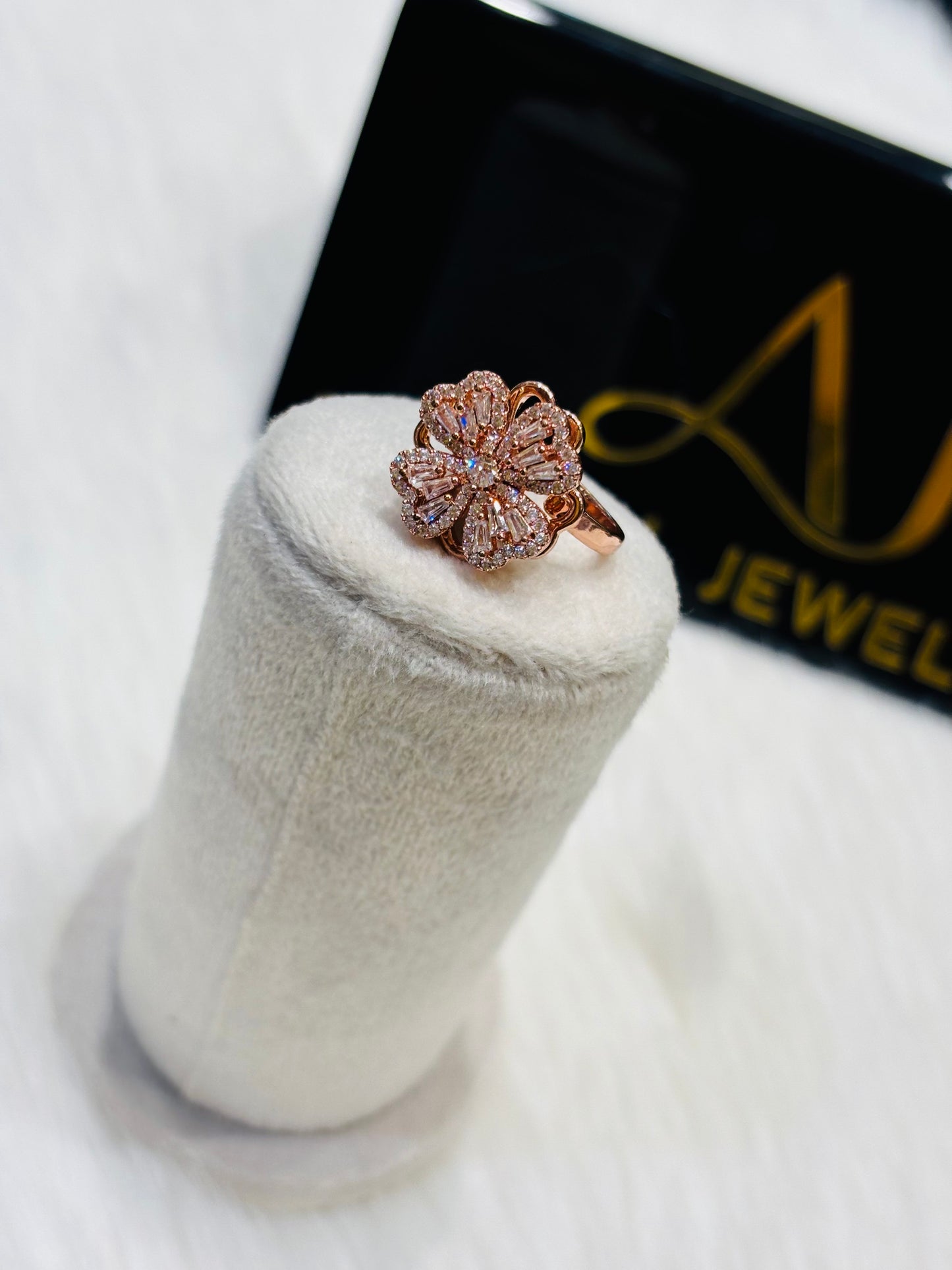 Premium anti tarnish spinning rose gold adjustable statement rings product code R12