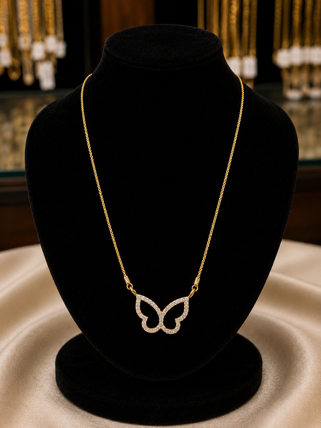 Premium gold plated daily use ad butterfly pendant chain product code G125