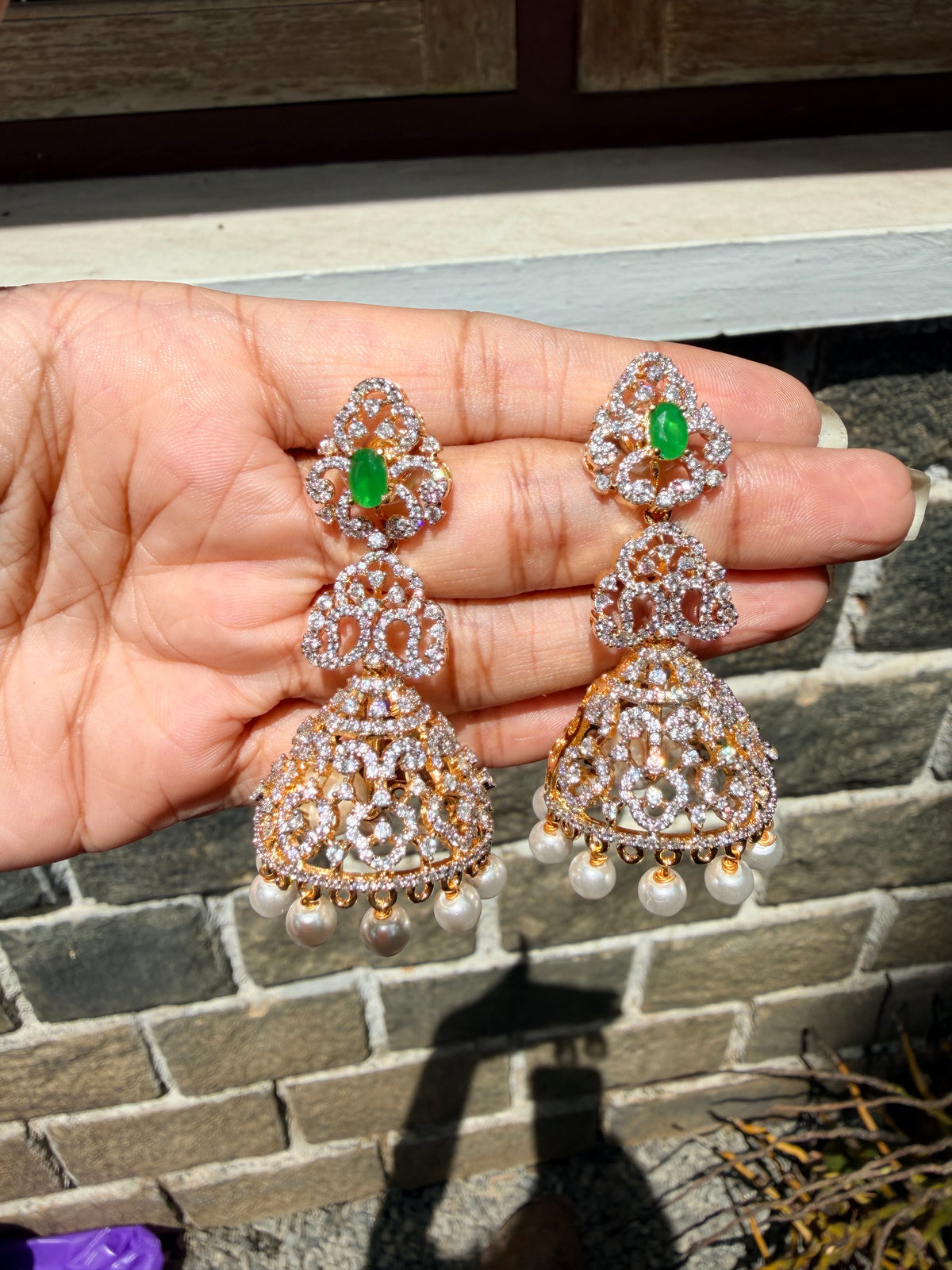 Premium diamond finish bridal jhumka product code E205