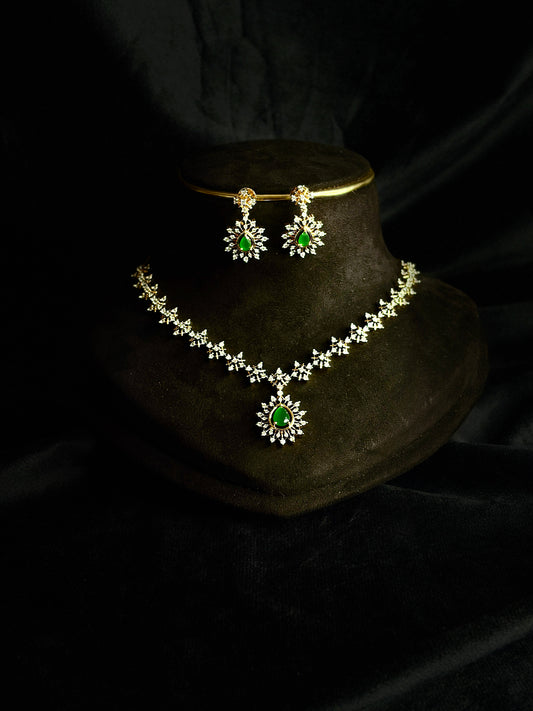 Premium diamond finish Bridal necklace set product code D361