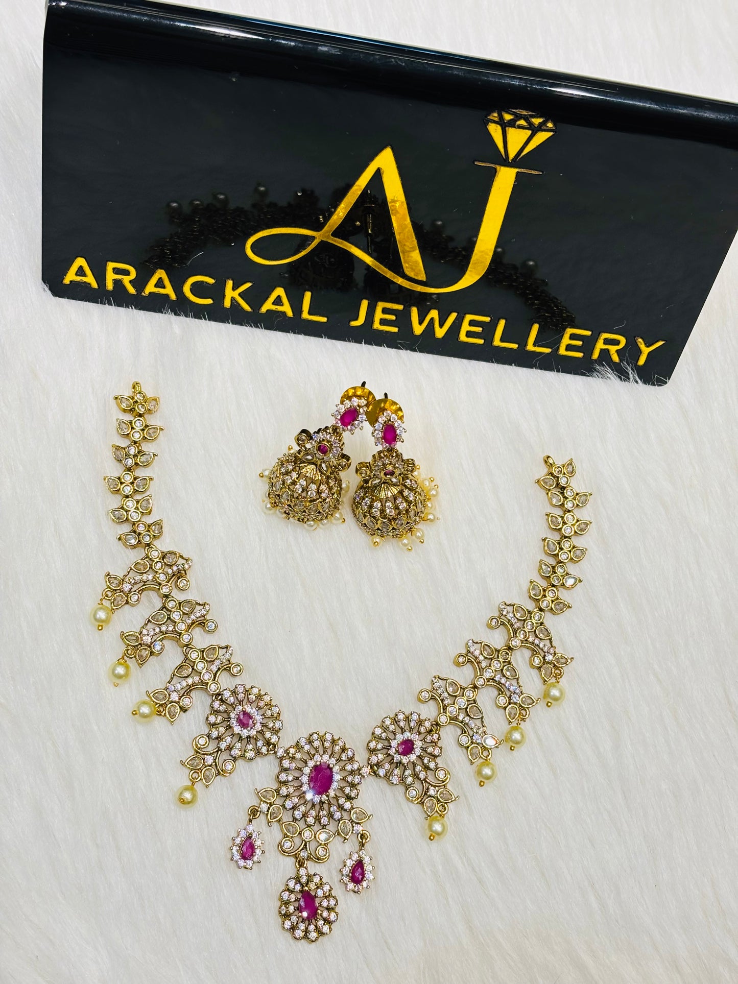 Premium jadau Kundan pearl hanging necklace product code N258