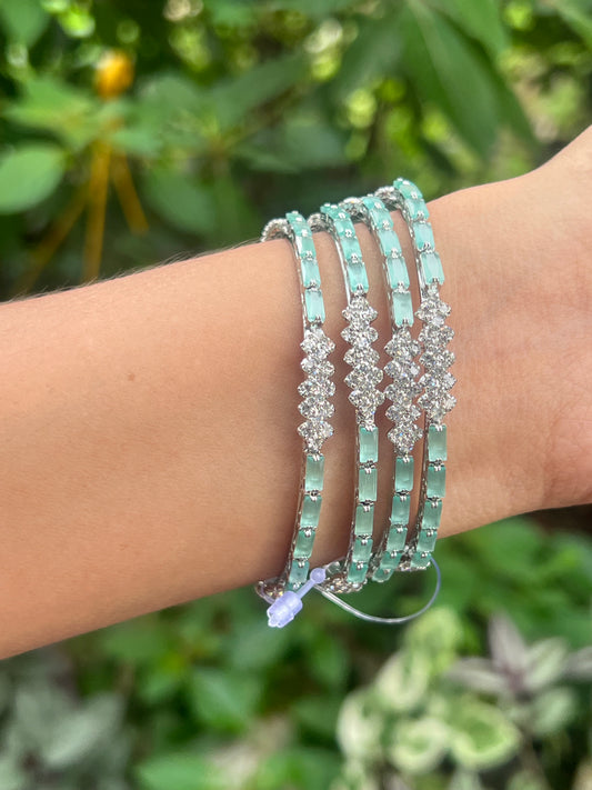 Premium silver finish ad mint greenset of 4bangles product code B151