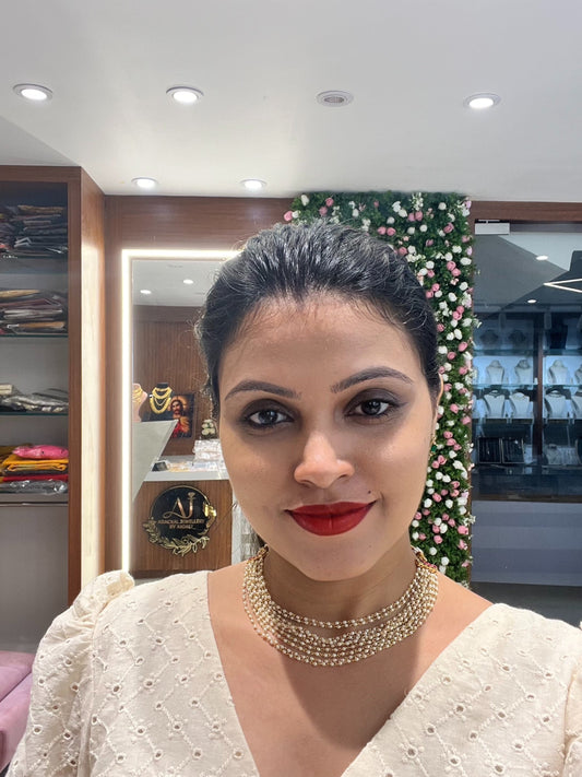 Premium designer pearl layered necklace with stud product code D168