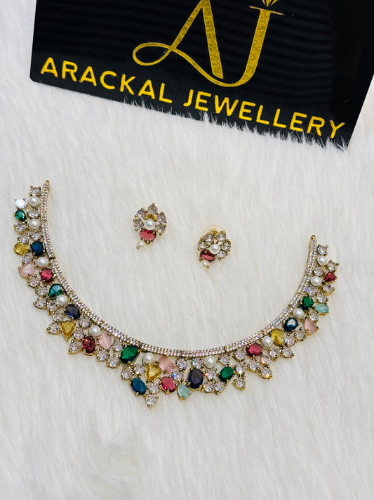 Premium quality Navarathna ad necklace product code N241