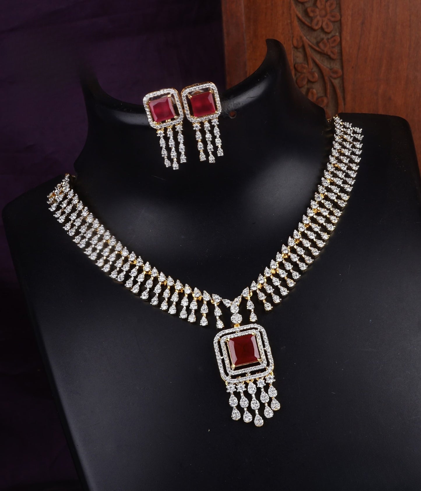 Premium stunning diamond finish ad bridal necklace product code 807