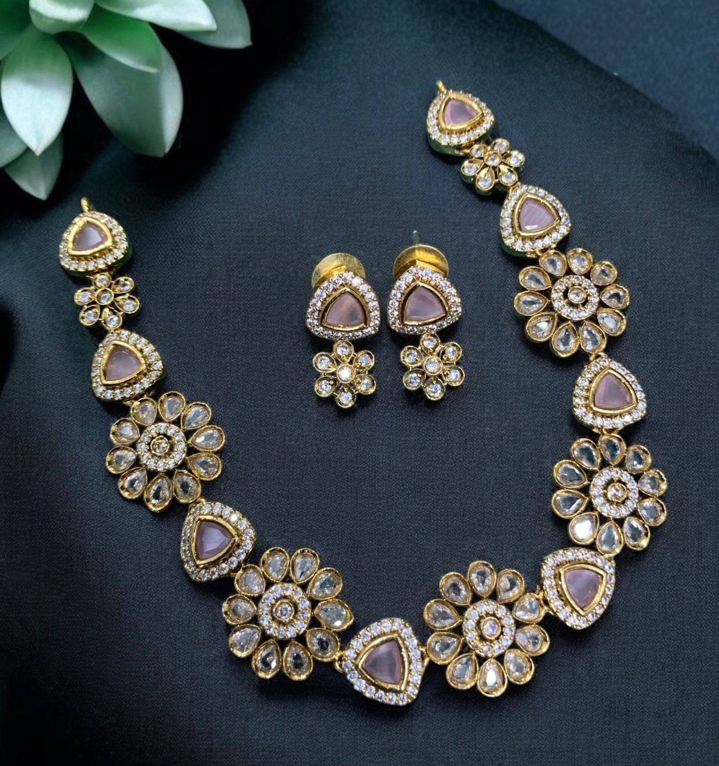 Best seller ad jadau Kundan floral necklace product code 655