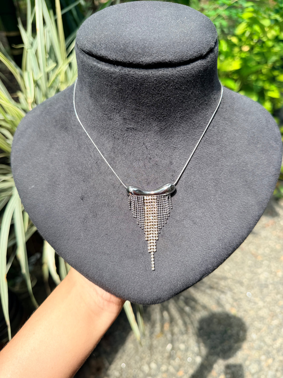 Premium quality anti tarnish stainless steel silver necklace product code AT40