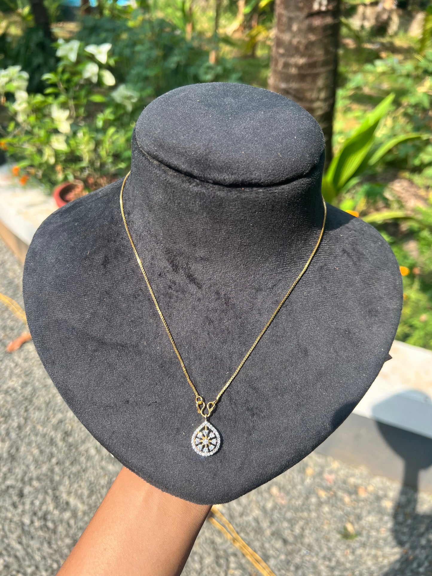 Premium diamond finish ad elegant party wear pendant with gold plated chain product code D45