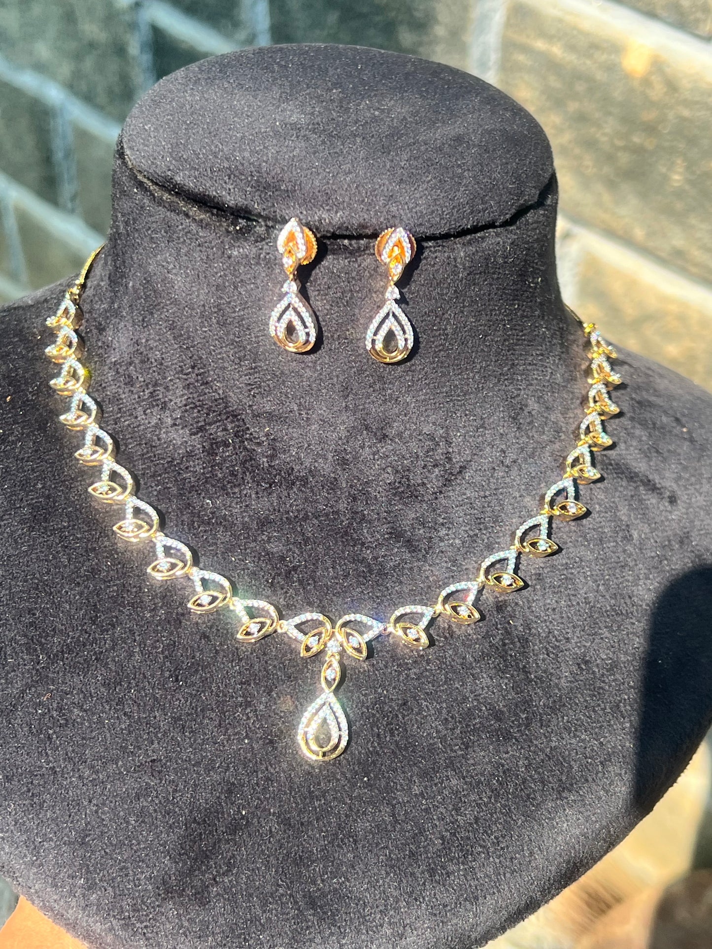 Premium diamond finish bridal necklace product code D154