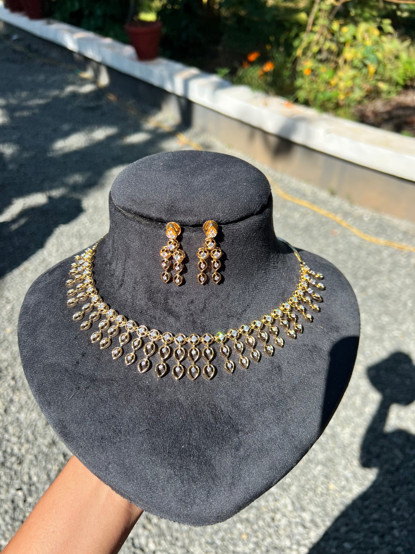 Premium diamond bridal necklace set product code D55