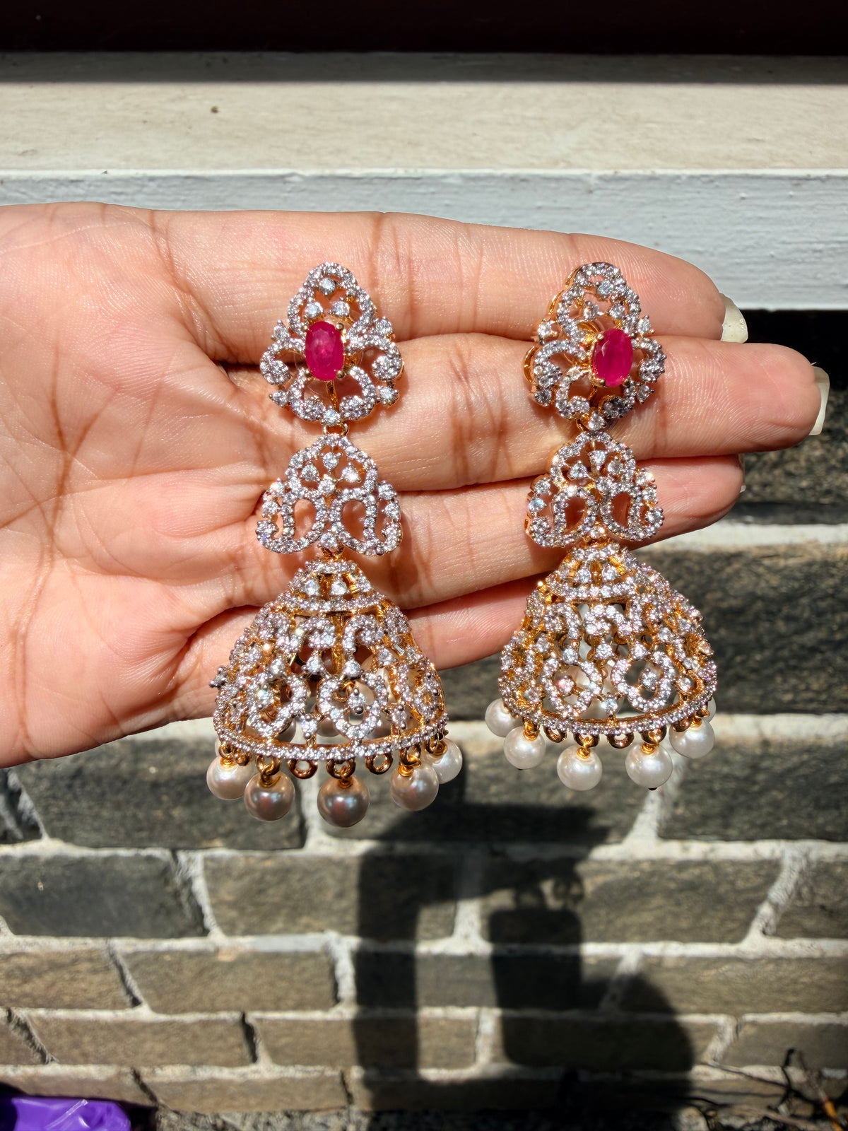 Premium diamond finish bridal jhumka product code E205