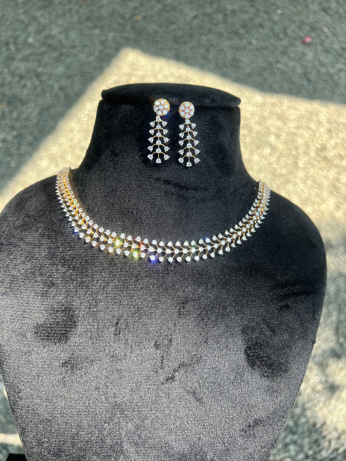 Premium diamond finish bridal necklace set  product code D101