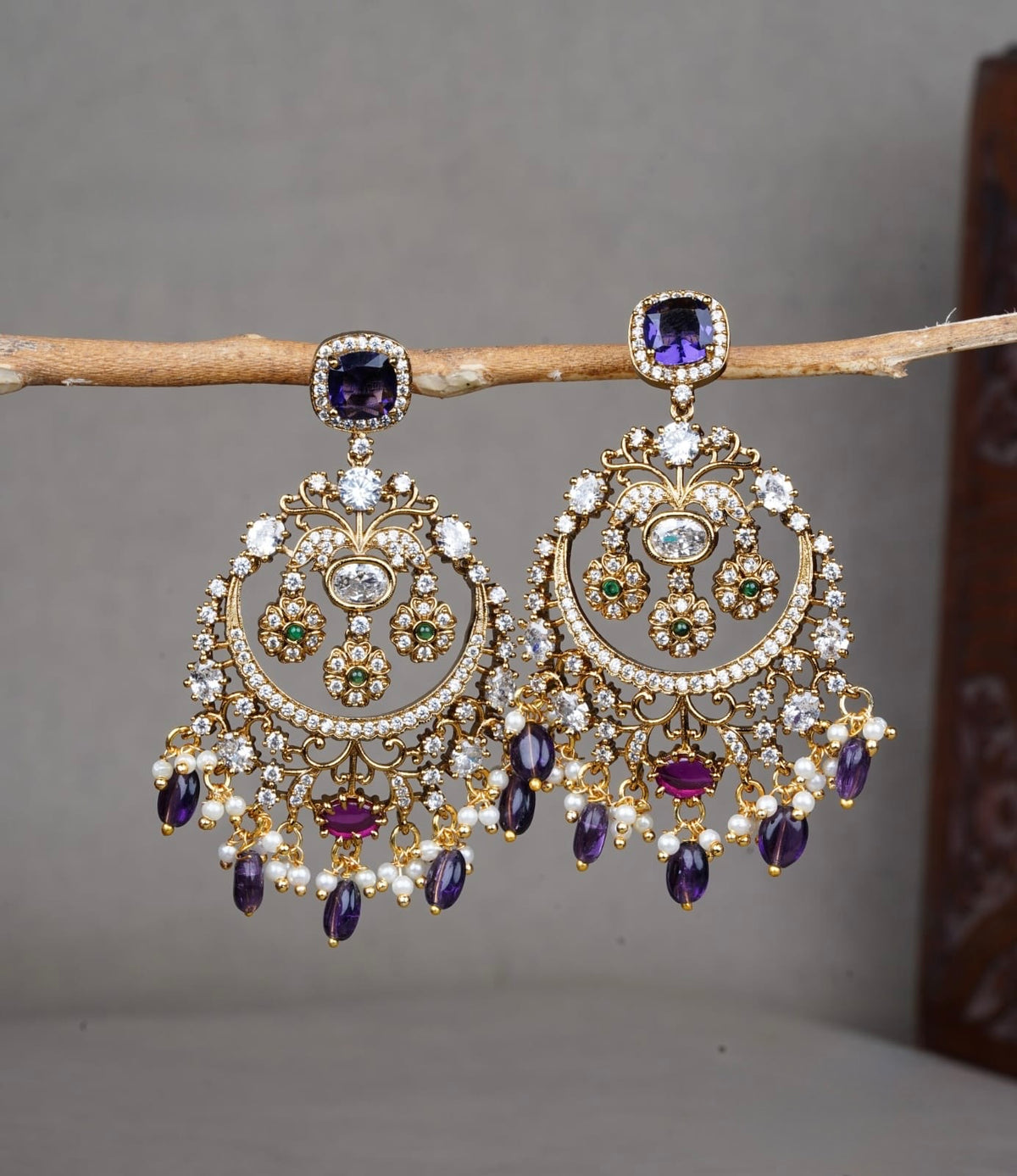 Premium Chandbali Kundan ad earings product code E256