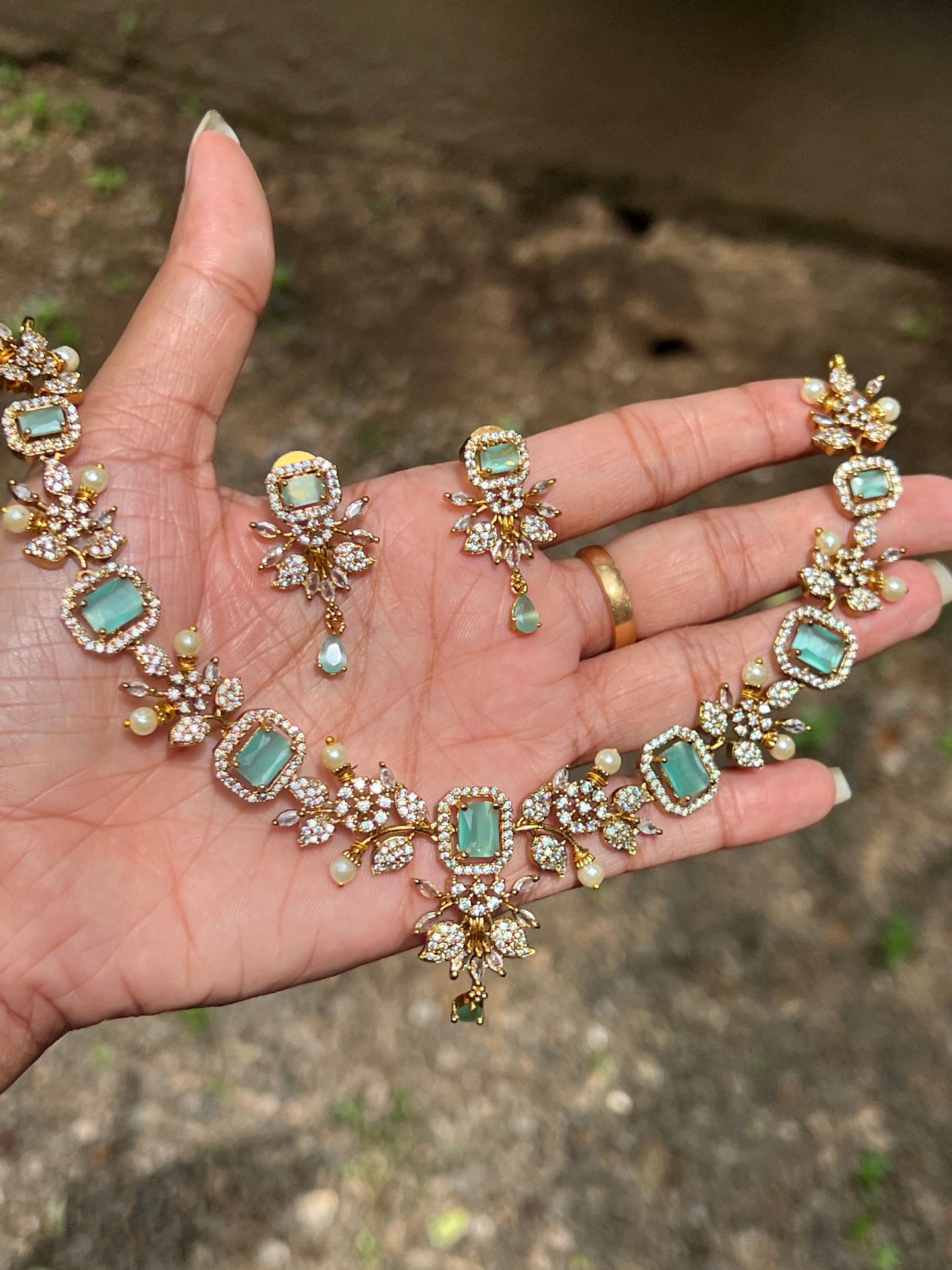 Regal Blossom AD Stone Necklace Set product code 436