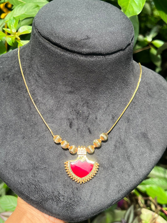 Premium kerala traditional 24 carat gold plated Palakka manga necklace product code G89
