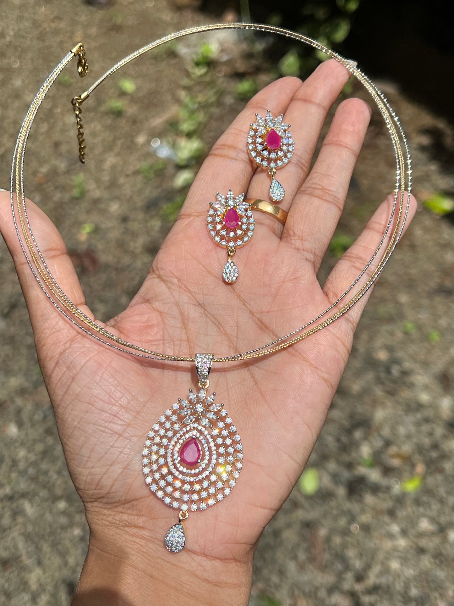 Premium daimond finish pendant chain set with Multi layer imported chain product code N60